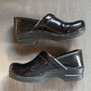 Dansko Black Patent Clogs